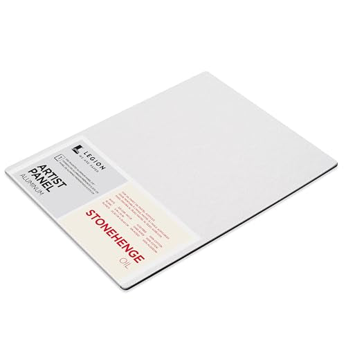 Legion Artist Panel, 1/8" Composite Brushed Aluminum with Stonehenge Oil 100% Cotton White 320gsm Paper, 8 x x10 inches for Oil Media - size: 8 x 10