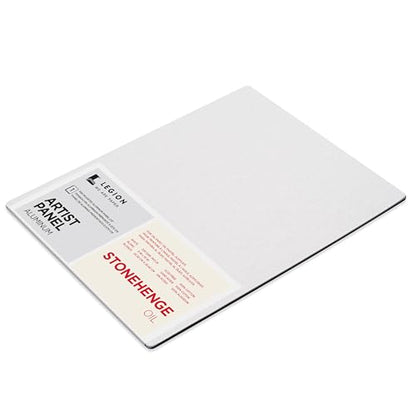 Legion Artist Panel, 1/8" Composite Brushed Aluminum with Stonehenge Oil 100% Cotton White 320gsm Paper, 8 x x10 inches for Oil Media - size: 8 x 10