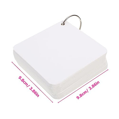 VILLCASE Diy Blank Index Cards Single Hole Punched Study Flash Cards for School Note Pad Binder Rings - size: 7.80X7.80X0.01CM