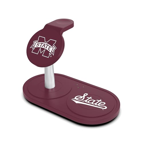 SOAR Collegiate 3-in-1 Wireless Charging Station - color: Mississippi State Bulldogs