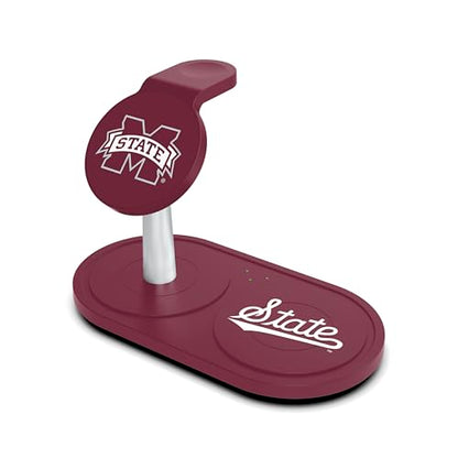 SOAR Collegiate 3-in-1 Wireless Charging Station - color: Mississippi State Bulldogs
