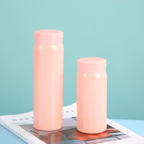 Mini 304 Stainless Steel Insulated Water Bottle,6.76oz Pocket-Sized Cup for Coffee Tea,Leakproof Portable Travel Mug Heat and Cold Preservation - color: Pink, size: 6.8 Ounces