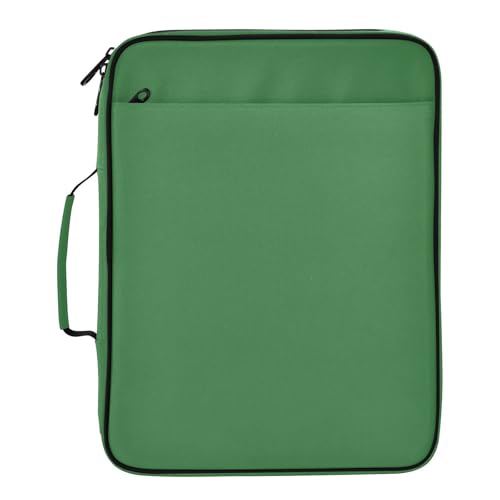 Green Grass Pattern 3 Ring Zipper Binder for Office School High Capacity Document Organizer 1.2 Inch Portfolio Case Holds 500 Sheets Binder Organizer for Adults Kids - color: Green Grass