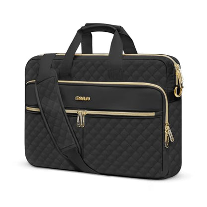 MOSISO 17-17.3 inch Laptop Bag, Laptop Briefcase Messenger Compatible with Dell, HP, Lenovo, Asus, Acer, Alienware, Square Quilted Computer Bag Work Office Business with 3 Pockets&Strap, Black - color: Black, size: 17.3 inch