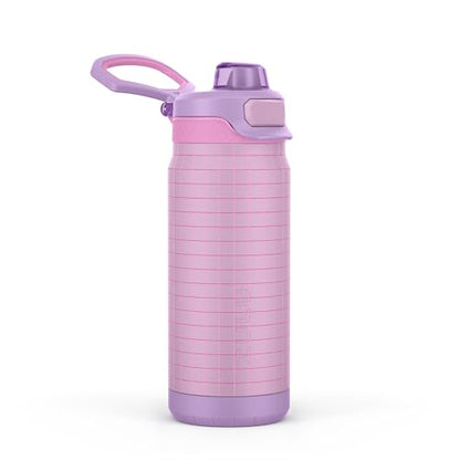 ZULU Powerfill Pro 18oz Kids Stainless Steel Water Bottle with Quick Fill Lid, Triple Wall Vacuum Insulated, Leak Proof Locking Lid, Sip & Chug, Reusable, BPA Free, Dishwasher Safe, Grape Grid - color: Grape Grid