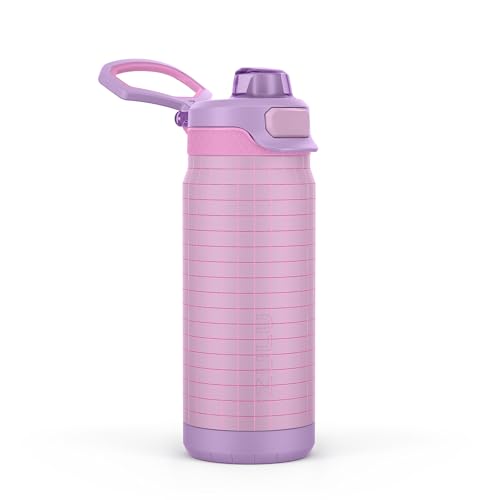 ZULU Powerfill Pro 18oz Kids Stainless Steel Water Bottle with Quick Fill Lid, Triple Wall Vacuum Insulated, Leak Proof Locking Lid, Sip & Chug, Reusable, BPA Free, Dishwasher Safe, Grape Grid - color: Grape Grid