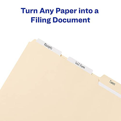Avery Filing Ultra Tabs, 3" x 1.5", 2-Side Writable, White, 24 Repositionable File Tabs (74776) - color: White, style: 24 tabs