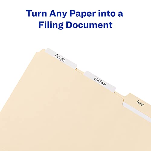 Avery Filing Ultra Tabs, 3" x 1.5", 2-Side Writable, White, 24 Repositionable File Tabs (74776) - color: White, style: 24 tabs