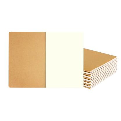 zmybcpack 12 Pack Kraft Notebooks Journal Bulk, Blank Sketch Notebooks for Travelers, Students, Office - Composition Notebook Subject Notebooks- A5 Size, 8.26”x5.5”, 64 Blank Pages/32 Sheets - size: 8.2 x 5.5 inch(12pack blank)