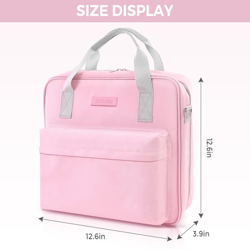 Zipper Binder 3 Ring with Shoulder Strap and Handle, Pink 2 Inch 3 Ring Binder with Zipper, Extra Pockets Holds 500 Sheets, Waterproof Trapper Keeper for Middle School & Work Organizer - color: Pink