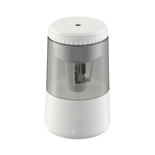 SUNZO Electric Pencil Sharpener, Fully Automatic Sharpener with Auto in & Out, Rechargeable Battery Powered Sharpener for Colored Pencils, Heavy Duty Sharpener for Kids Classroom Office Home (White) - color: White
