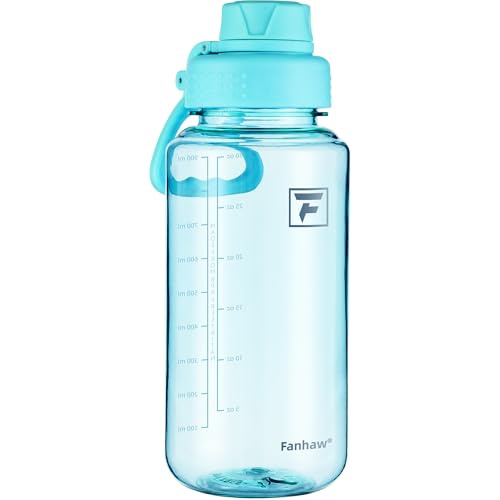 Fanhaw 32 oz Clear BPA-Free Tritan Water Bottle with Fast-Flow Spout Lid, BPA-Free & Leak-Proof Wide-Mouth Reusable Bottle for Gym, School & Office, Back to School Essentials (Baby Blue) - color: Baby Blue, style: 32 Ounces