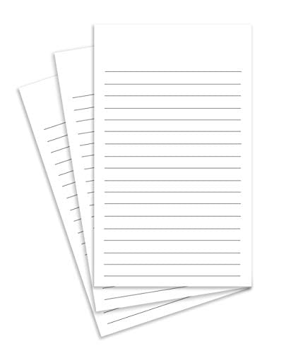 Thick White Note Cards for notes or thoughts, Printed black ruled lines Both sides - Vertical Ruled Cards "100 per pack" (4 x 6)