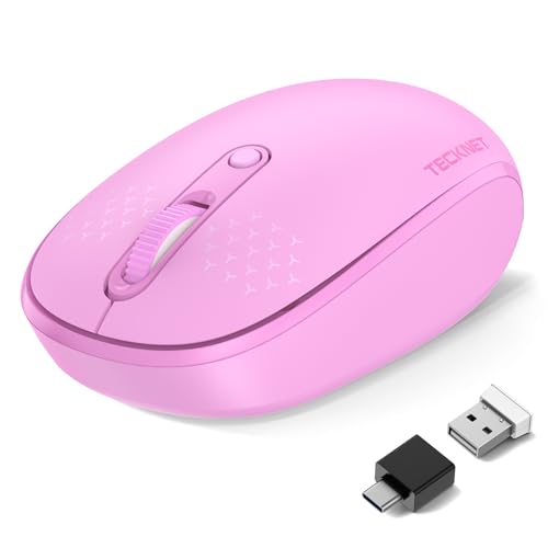 TECKNET Wireless Mouse,Bluetooth Mouse (BT5.3/5.0 & 2.4G) with USB Receiver Silent Optical Computer Mice，Wide Compatibility - color: Red