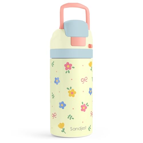 Floral Kids Insulated Stainless Steel Water Bottle 16 Oz, Travel Tumbler for School, Sports for Girls, Birthday, Back To School - color: Floral