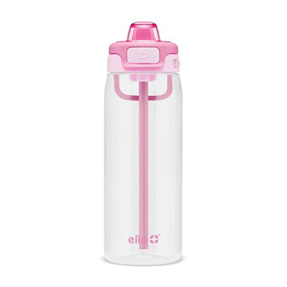 Ello Pop & Fill 22oz Tritan Plastic Water Bottle with Quick Fill Technology | Clear Water Bottle for School, College, Travel | Leakproof Locking Lid, Straw and Chug, Reusable, BPA-Free | Petal - color: Petal