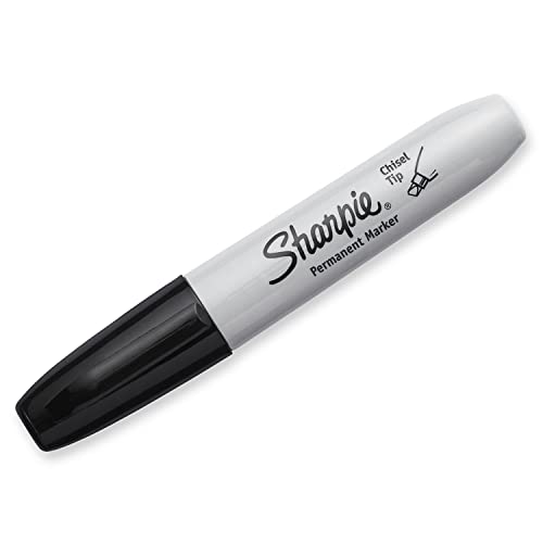 SHARPIE Permanent Markers, Large, Chisel Tip, Black,Marks on Paper, Plastic, Metal, and More, 4 Count (Pack of 2) - size: 4 Count (Pack of 2)
