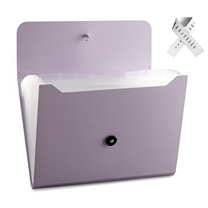 Nicfaec Expanding File Folder, 13 Pockets, Purple, Polypropylene - color: 1pcs-purple