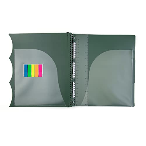 Mintra Office Durable PREMIUM Spiral Notebook (Green Olive, 3 Subject (8.5in x 11in)) - color: Green Olive, size: 3 Subject (8.5in x 11in)