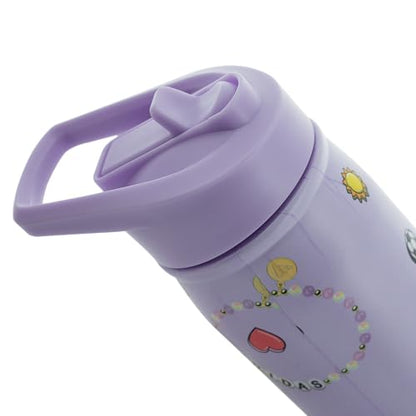 adidas Stainless Steel Metal Water Bottle 20 oz (600 mL) Straw Lid - color: Violet Tone Purple/White/Violet Fusion Purple/2