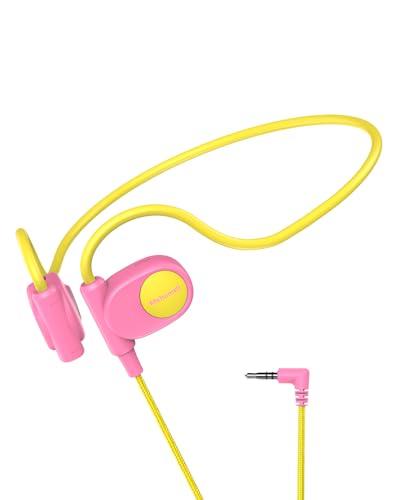 Mehomeli Kid Headphones for School, Air Conduction Open Ear Headphones, 3.5mm Jack Wired Cord, Ultra-Comfort, Ergonomic and Lightweight Design Perfect for School and Outdoor Activities-Yellow Pink - color: Yellow,Pink