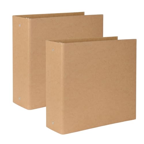 2 Packs Kraft 3-inch Binder, Durable Letter Size 3 Ring Binder Natural Recycled Kraft 3 Ring, O-Ring Organizer, Fit for 8.5x11 Inches, for Home Office Supplies - color: 3in Binder