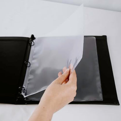 Risch Heavy-Duty 3-Hole Punched Clear Vinyl Page Protectors, Plastic Sleeves for Menu Binders, Letter-Sized Document Storage, and Recipe Books, 10-Gauge Vinyl, 8.5” X 11”, Pack of 50 - size: 8.5 X 11