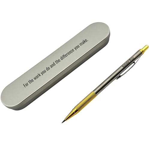 Custom Engraved Mechanical Pencil – Personalized 2.0mm Refillable Drafting Tools – Gift for Architects, Engineers, Students, Designers, Graduation (Chrome w/ Gold Trim Pencil Engraved) - style: Chrome w/ Gold Trim Pencil Engraved