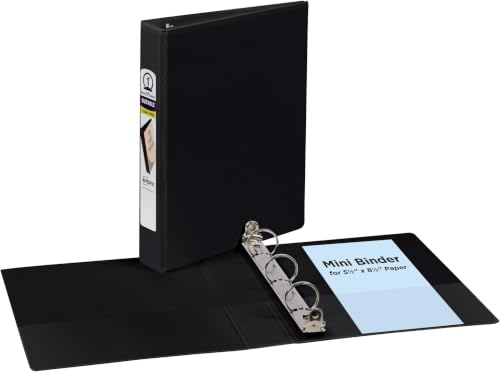 Avery Mini Durable View 3 Ring Binder, 1 Inch Round Rings, 1 Black Binder (17167) (Pack of 12) - size: 1" (Pack of 12)