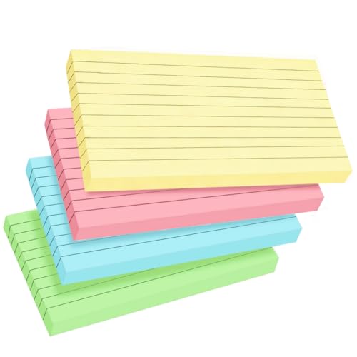 100 Count Colored Index Cards 3x5 Inch Ruled Flashcards Notecards 4 Color (25 Sheets Each),Lined Study Card Portable Note Taking for School Office Home - color: 100 Count