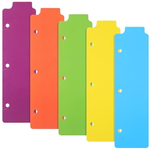 FAVOMOTO Binder Bookmark 5 Pack Notebook Tab Dividers Plastic Binder Tabs Dividers with Writable Tabs Removable Index Dividers for 3 Ring Planner Office School Organization