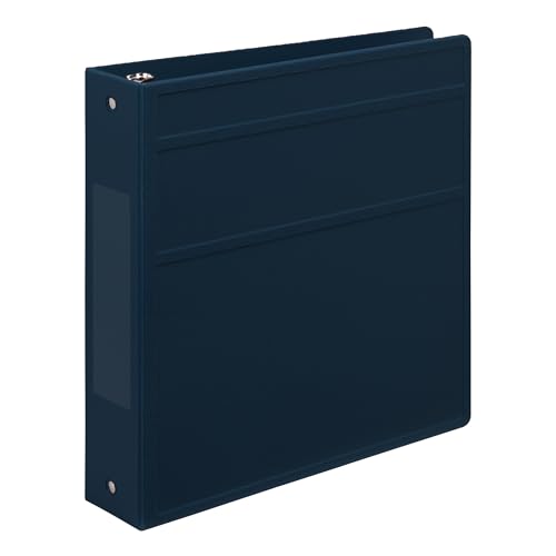 Carstens 2-Inch Heavy Duty 3-Ring Binder - Side Opening, Navy Blue, Durable Plastic, Precision No-Gap Rings, Waterproof Covers, No Pockets, Holds 300 US Letter Sheets, BPA-Free, Made in USA (2829-3R) - color: Navy Blue, size: Individual