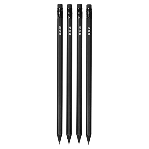 Notsu 4pc Black Pencils #2 Set | All Black Wood Writing Pencils with Travel Case (Pack of 2) - size: 4 Count (Pack of 2)