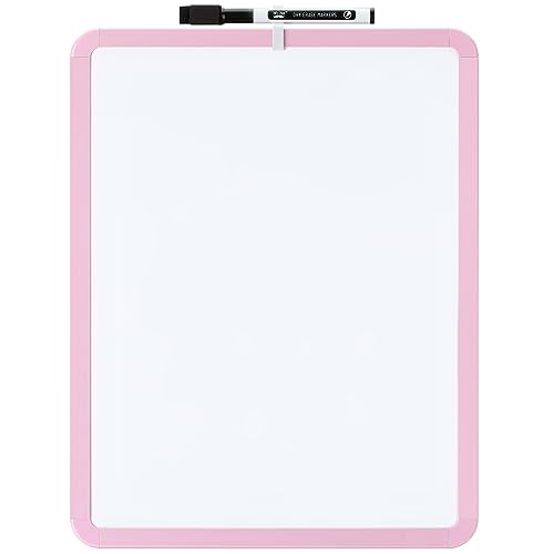 Mr. Pen- Dry Erase Board, 14” x 11” with a Black Dry Erase Marker | Pink Frame, Small Mini White Board for Students, Fridge, Wall, Locker, Includes Double Sided Tapes - color: Pink