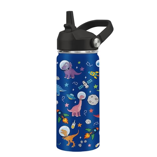 Kids Water Bottle Insulated - Dinosaur Water Bottle for Kids, 16oz Stainless Steel Insulated Water Bottles with Straw Lid, Leakproof BPA-Free Dinosaur Water Bottles for Travel Sports - color: Dinosaur#blue01, size: 16 Ounces