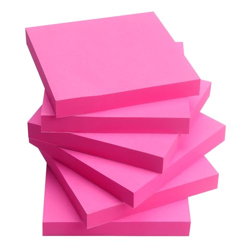Sticky Notes 3x3 Self-Stick Notes Pads with 6 Bright Colors, Easy to Post for Office, Shool, Home, 6 Pads/Pack, 100 Sheets/Pad (Red) - color: Red