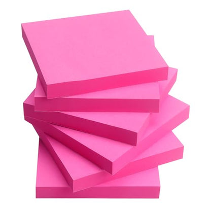 Sticky Notes 3x3 Self-Stick Notes Pads with 6 Bright Colors, Easy to Post for Office, Shool, Home, 6 Pads/Pack, 100 Sheets/Pad (Red) - color: Red