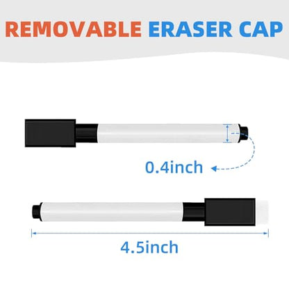 72 Pcs Black Magnetic Dry Erase Markers, Fine Point, Eraser Cap | Mini Dry Erase Markers Bulk, for Teachers, Students, Office & School Supplies, White Board Use