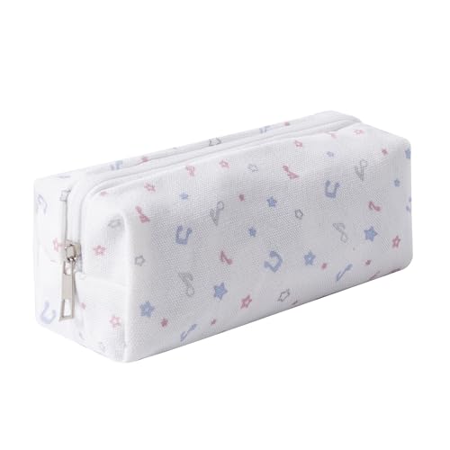 Large Capacity Canvas Pencil Case for Students Cute Aesthetic Pen Pouch Stationery Organizer Bag for School Portable Makeup Bag for Daily Use Kawaii Pencil Box for Girls Teens Kids (Canvas-O) - color: Canvas-O