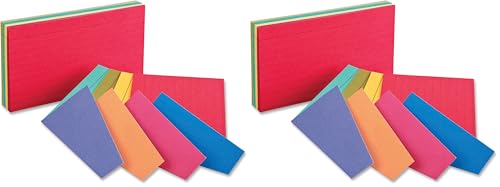 Oxford Extreme Index Cards, 3 x 5 Inches, Assorted Colors, 100 per pack (04736) (Pack of 2) - size: 100 Count (Pack of 2)