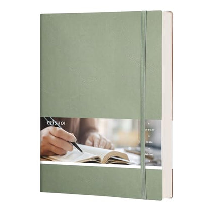EMSHOI Dotted Journal Notebook, 192 Numbered Pages, B5 Size (7.5'' x 10'') | 100 GSM Thick Paper, Leather Softcover, Dot Grid, for Journaling, Planning, Tracking & Sketching (Green) - color: Green, style: Dotted