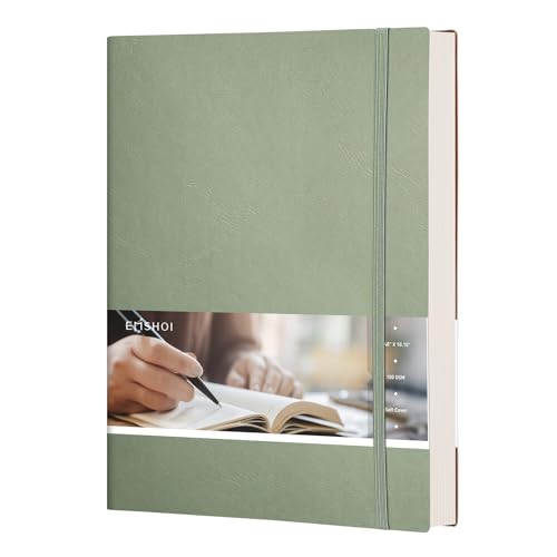 EMSHOI Dotted Journal Notebook, 192 Numbered Pages, B5 Size (7.5'' x 10'') | 100 GSM Thick Paper, Leather Softcover, Dot Grid, for Journaling, Planning, Tracking & Sketching (Green) - color: Green, style: Dotted