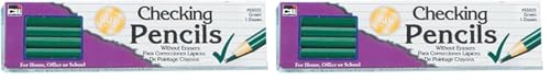Charles Leonard Checking Pencil with Eraser, Green Colored Lead, 24-Pack (65025) - color: Green, size: 12 Count (Pack of 2)