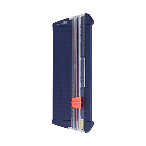 GLOGLOW School Supplies Mini Portable Paper Cutter with Transparent Scale and Replaceable Head for Accurate Cutting of 10 Pages A4 Compact Paper Trimmer Nan (13930 Navy Blue) - color: 13930 Navy Blue