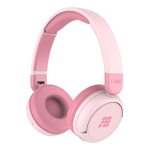 Cubitt Bluetooth Headphones for Kids, Wireless, with Premium Sound Quality, Built in Microphone, 24 Hours Playtime, Study Mode/Volume Limited and AUX Cord for iPad, Tablet, Airplane, Phone, PC, Pink - color: Pink