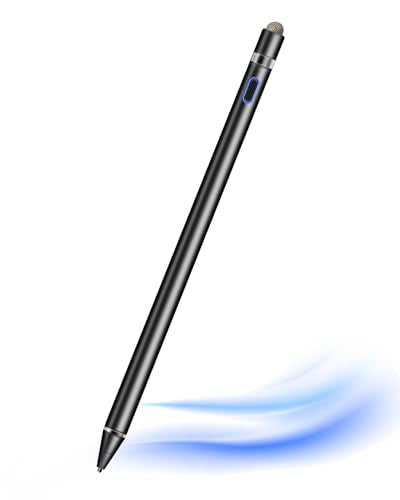 Stylus Pen, Stylus Pen for Touch Screen 1.5mm Fine Point Rechargeable Universal Stylus Pencil Compatible with Android/iOS/iPad/iPhone/Smartphone and Other Tablets （Black） - color: Black