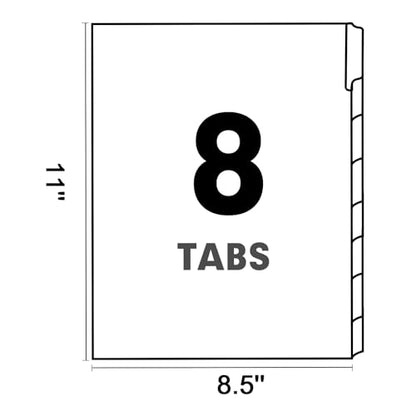 Binder Divider, PANDRI 120 Pack Binder Index White Dividers with 8 Tabs and Sticky Notes, Letter Size Paper Binder Divider for School Office Home Business