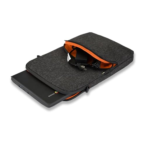 Higher Ground 11IN-13IN Elements Plus, Grey. Top Load Sleeve for Chromebooks, Tablets, Notebooks with Coated Fabric, Exterior Pocket & Removable Shoulder Strap Easily Slips in Backpack.