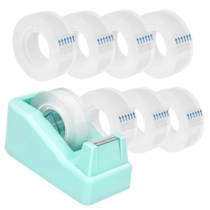 OWLKELA Lightweight Desktop Tape Dispenser, Non-Skid Base Tape with Dispenser, Ideal for Office, Home and School, 1 Pack Tape Holder with 8Pcs Transparent Tape, 0.71 Inch x 1000 Inches, Green - color: Green, size: 1 Pcs