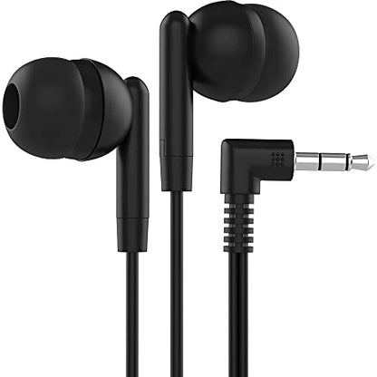 Maeline Bulk Earbuds with 3.5 mm Headphone Plug - 50 Pack Wholesale Bundle - Jet Black - color: Jet Black, size: 50 Pack
